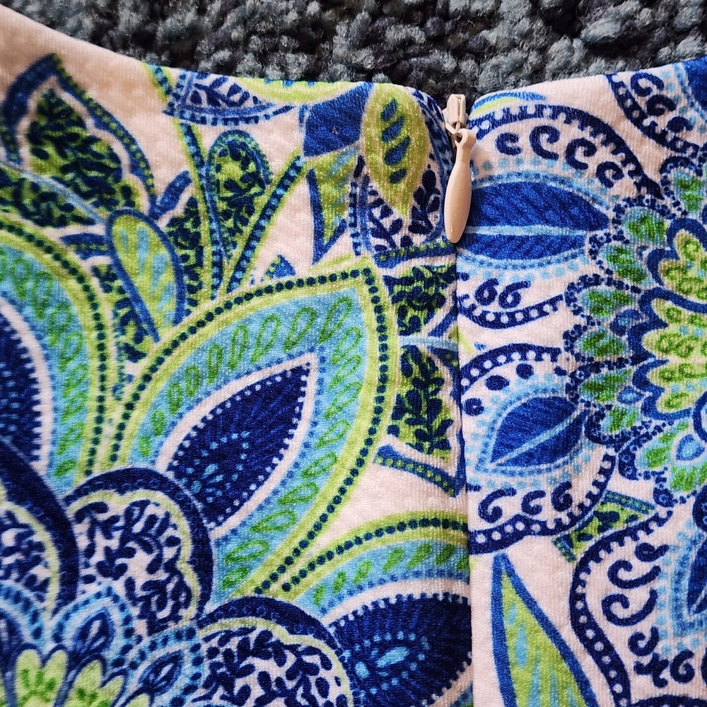 Eliza J Knee Length Sleeveless Embroidered White Green Blue Floral Dress Size 10 - Picture 12 of 13